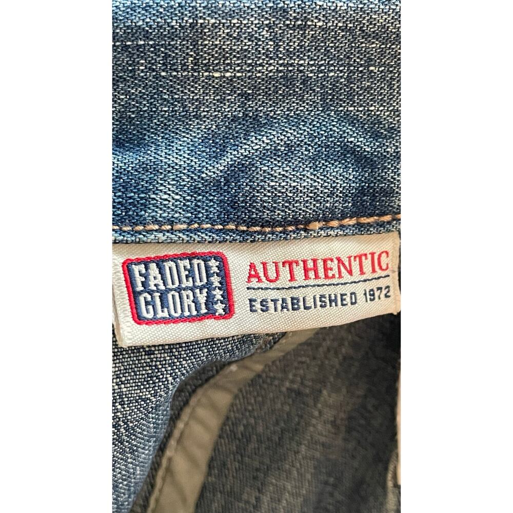 VTG Faded Glory 90s Y2K Denim Fitted Blazer Jacket Curved Flap Pockets Sz M - Picture 11 of 12